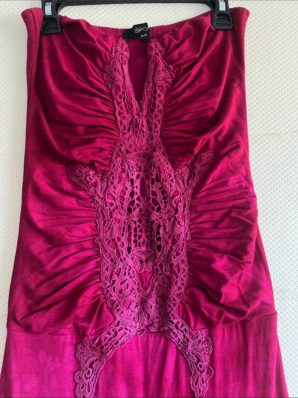 Sky Strapless Fuchsia to Black Ombre Maxi Dress with Lace Detail - Picture 3 of 5